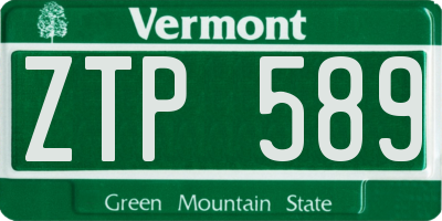 VT license plate ZTP589