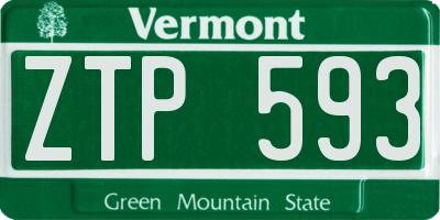 VT license plate ZTP593
