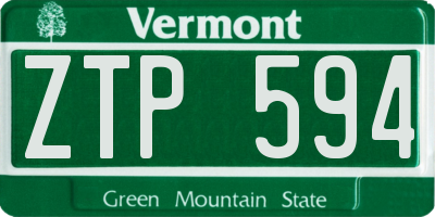 VT license plate ZTP594
