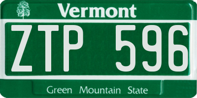 VT license plate ZTP596