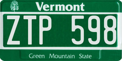 VT license plate ZTP598