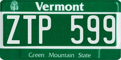 VT license plate ZTP599