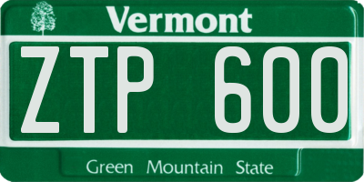 VT license plate ZTP600