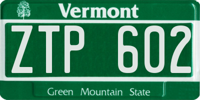 VT license plate ZTP602