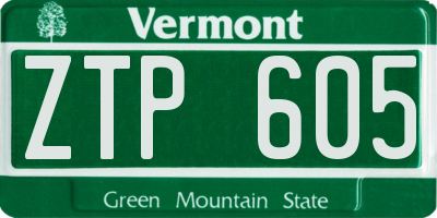 VT license plate ZTP605