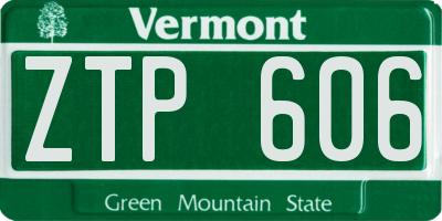 VT license plate ZTP606