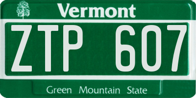 VT license plate ZTP607