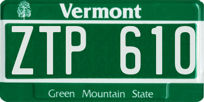 VT license plate ZTP610
