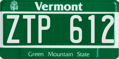 VT license plate ZTP612