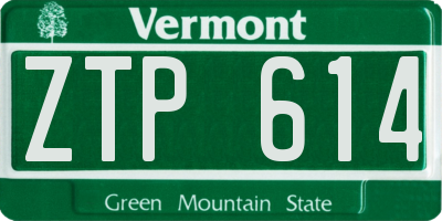 VT license plate ZTP614