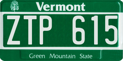 VT license plate ZTP615