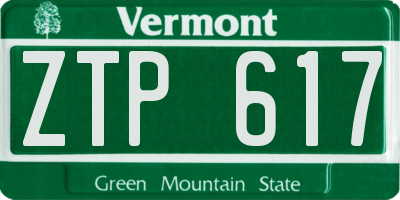 VT license plate ZTP617