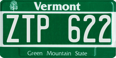 VT license plate ZTP622