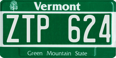 VT license plate ZTP624