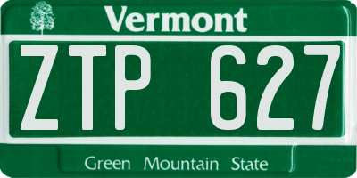 VT license plate ZTP627