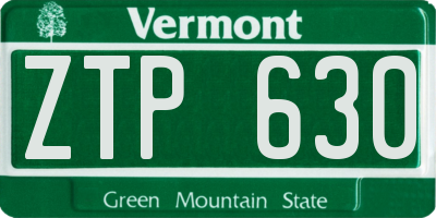 VT license plate ZTP630