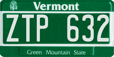 VT license plate ZTP632