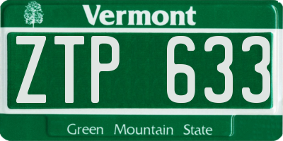 VT license plate ZTP633