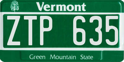 VT license plate ZTP635