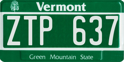VT license plate ZTP637