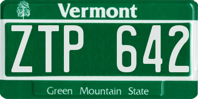 VT license plate ZTP642