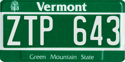 VT license plate ZTP643
