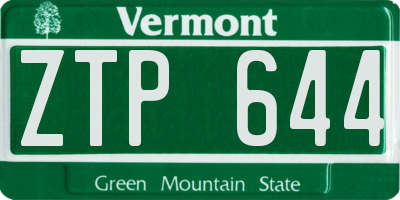 VT license plate ZTP644