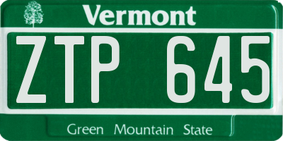 VT license plate ZTP645