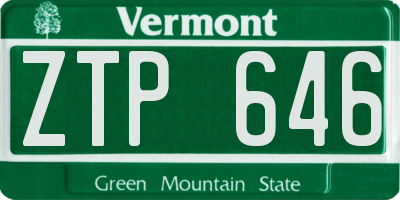 VT license plate ZTP646