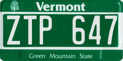 VT license plate ZTP647