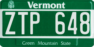 VT license plate ZTP648