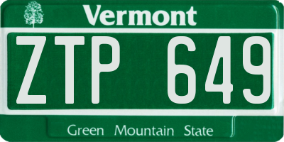 VT license plate ZTP649