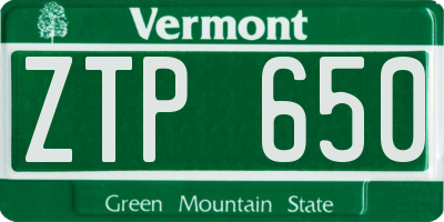 VT license plate ZTP650