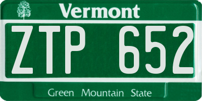 VT license plate ZTP652
