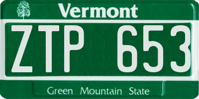 VT license plate ZTP653