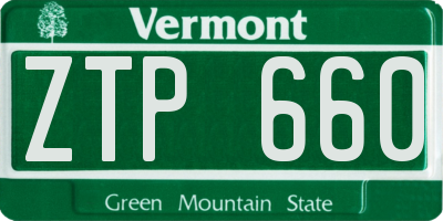 VT license plate ZTP660