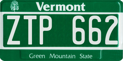 VT license plate ZTP662