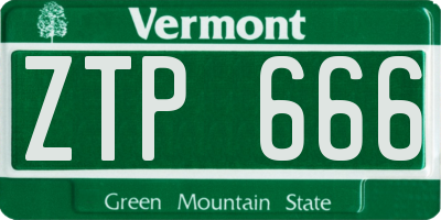 VT license plate ZTP666