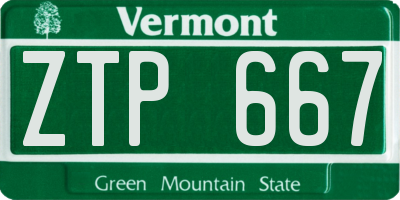 VT license plate ZTP667