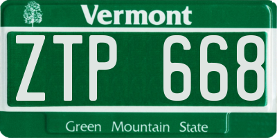 VT license plate ZTP668