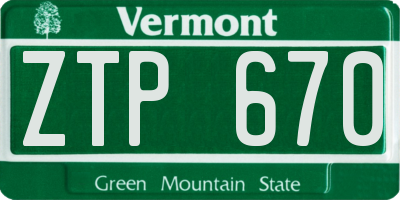 VT license plate ZTP670
