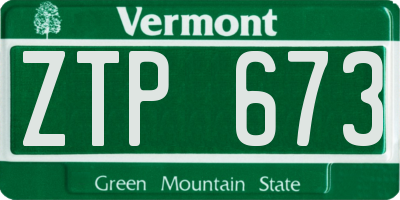 VT license plate ZTP673