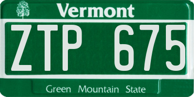 VT license plate ZTP675
