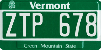 VT license plate ZTP678