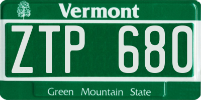 VT license plate ZTP680