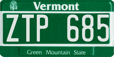 VT license plate ZTP685