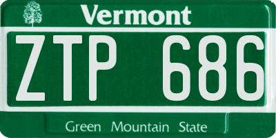 VT license plate ZTP686