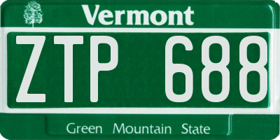 VT license plate ZTP688