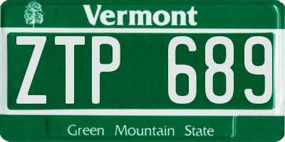 VT license plate ZTP689