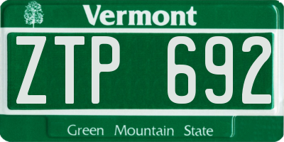 VT license plate ZTP692
